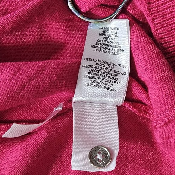 Calvin Klein Cardigan Women XL Pink LS Knit Unlined Stretch Branded Buttons Boho - Picture 14 of 15
